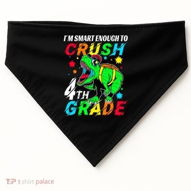 Crush 4Th Grade Smart Dinosaur First Day Of Fourth Grade Gift USA-Made Doggie Bandana