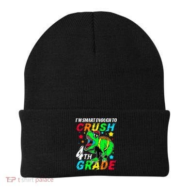 Crush 4Th Grade Smart Dinosaur First Day Of Fourth Grade Gift Beanie