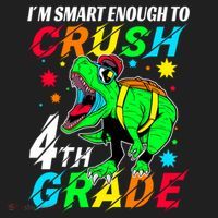 Crush 4Th Grade Smart Dinosaur First Day Of Fourth Grade Gift Beanie thumb 2