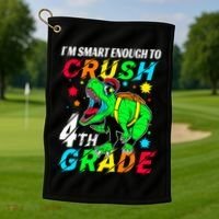 Crush 4Th Grade Smart Dinosaur First Day Of Fourth Grade Gift Golf Towel thumb 1