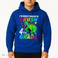 Crush 4Th Grade Smart Dinosaur First Day Of Fourth Grade Gift Hoodie thumb 2
