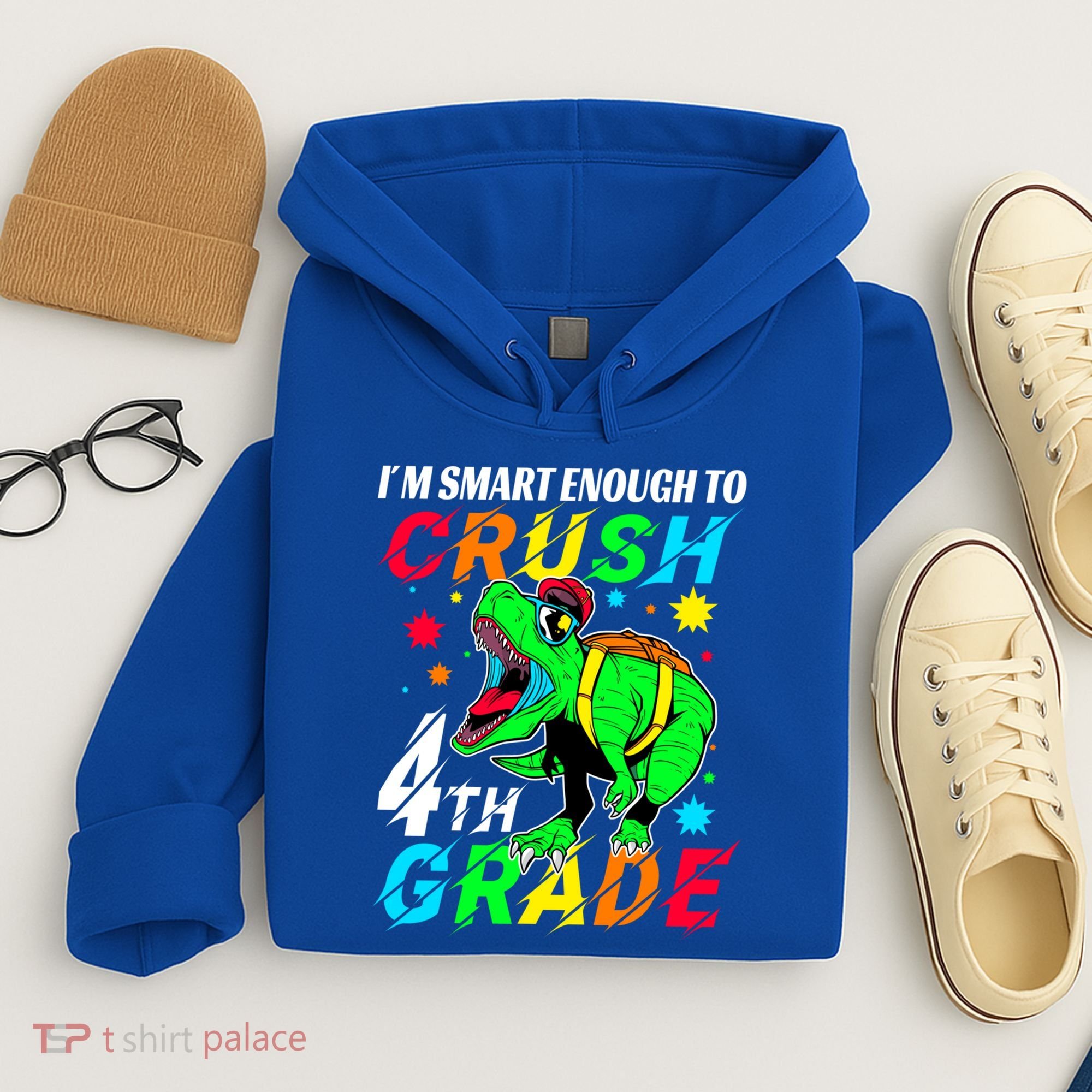 Crush 4Th Grade Smart Dinosaur First Day Of Fourth Grade Gift Hoodie