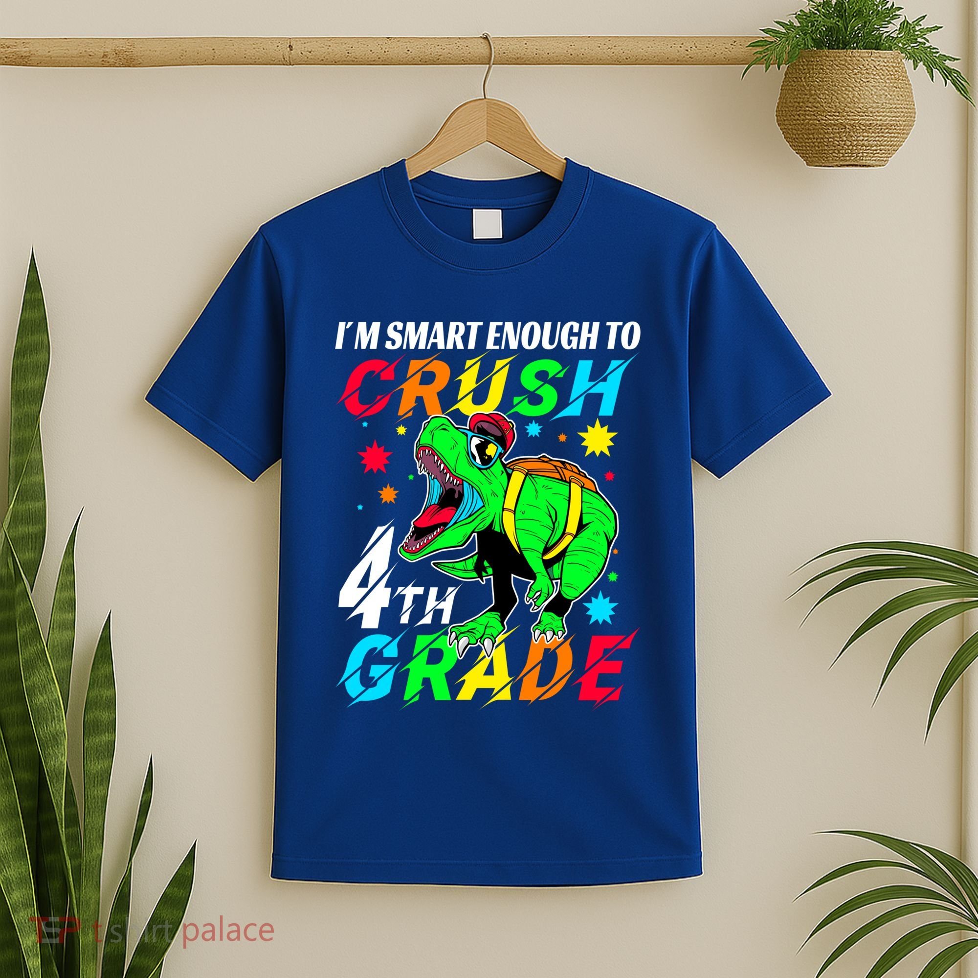 Crush 4Th Grade Smart Dinosaur First Day Of Fourth Grade Gift T-Shirt