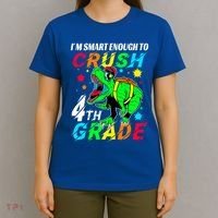 Crush 4Th Grade Smart Dinosaur First Day Of Fourth Grade Gift T-Shirt thumb 4
