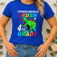 Crush 4Th Grade Smart Dinosaur First Day Of Fourth Grade Gift Women's T-Shirt thumb 2