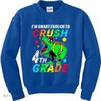 Crush 4Th Grade Smart Dinosaur First Day Of Fourth Grade Gift Kids Sweatshirt thumb 0
