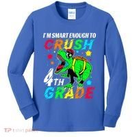 Crush 4Th Grade Smart Dinosaur First Day Of Fourth Grade Gift Kids Long Sleeve Shirt thumb 0
