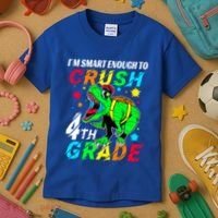 Crush 4Th Grade Smart Dinosaur First Day Of Fourth Grade Gift Kids T-Shirt thumb 3