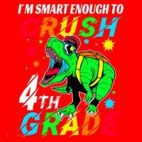 Crush 4Th Grade Smart Dinosaur First Day Of Fourth Grade Gift Santa Hat thumb 1