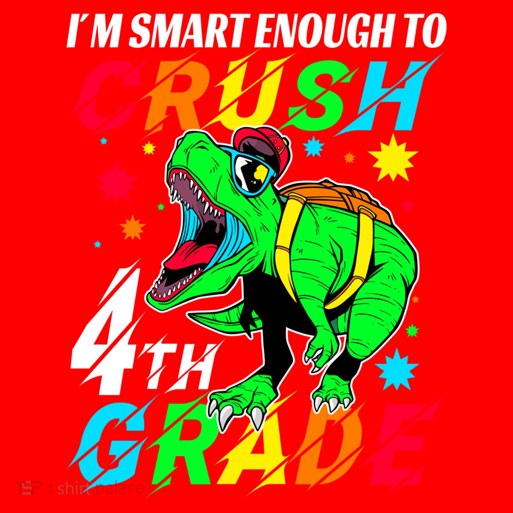 Crush 4Th Grade Smart Dinosaur First Day Of Fourth Grade Gift Santa Hat