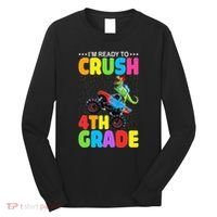 Crush 4th Grade Dinosaur Monster Truck Back to School Long Sleeve Shirt thumb 0