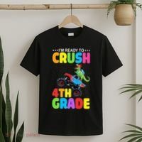 Crush 4th Grade Dinosaur Monster Truck Back to School T-Shirt thumb 2