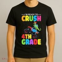 Crush 4th Grade Dinosaur Monster Truck Back to School T-Shirt thumb 3