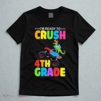 Crush 4th Grade Dinosaur Monster Truck Back to School T-Shirt thumb 5
