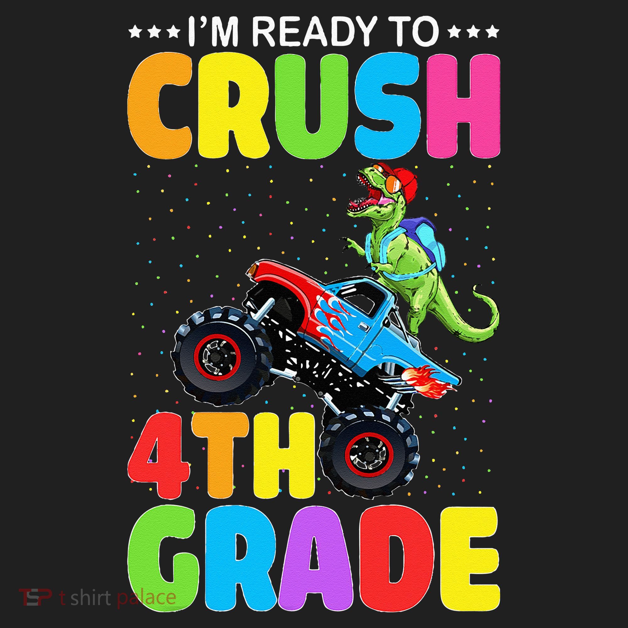Crush 4th Grade Dinosaur Monster Truck Back to School Beanie