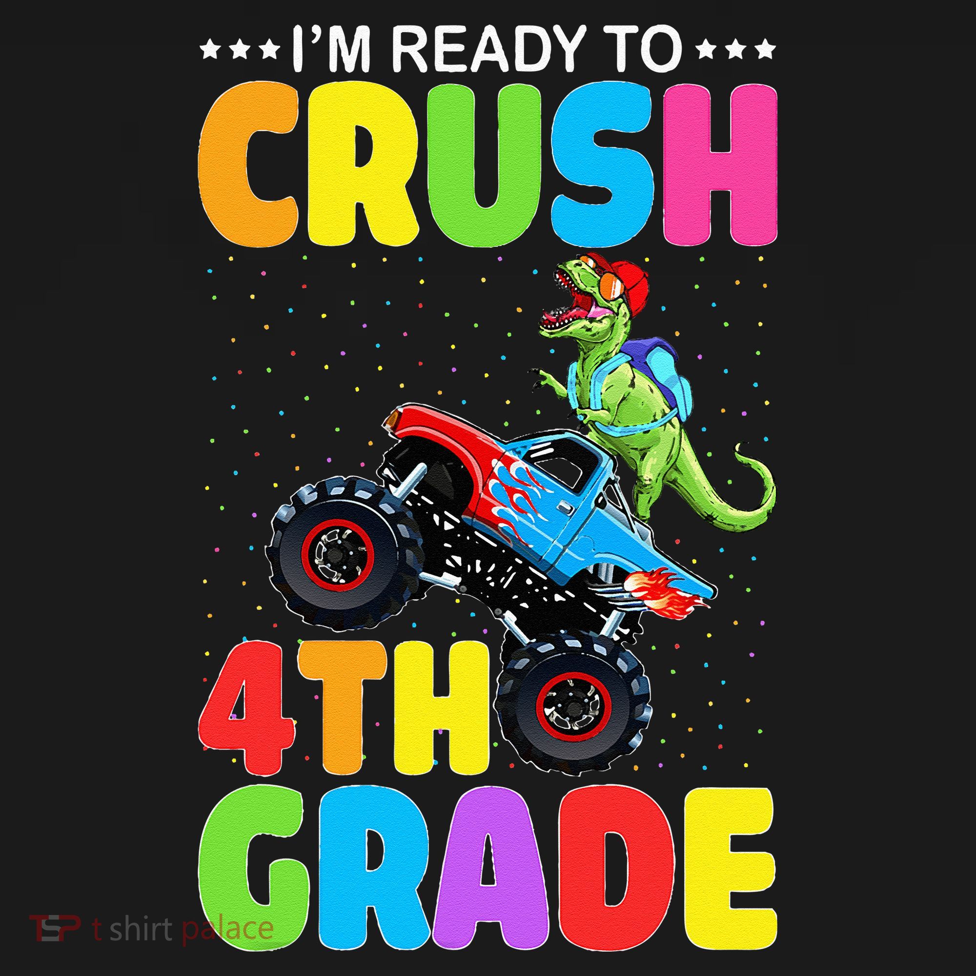 Crush 4th Grade Dinosaur Monster Truck Back to School Women's Hoodie