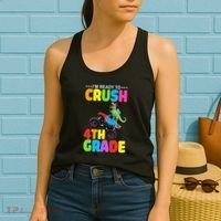 Crush 4th Grade Dinosaur Monster Truck Back to School Women's Tank Top thumb 2