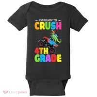 Crush 4th Grade Dinosaur Monster Truck Back to School Baby Bodysuit thumb 0