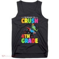 Crush 4th Grade Dinosaur Monster Truck Back to School Tank Top thumb 0