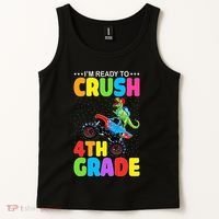 Crush 4th Grade Dinosaur Monster Truck Back to School Tank Top thumb 2
