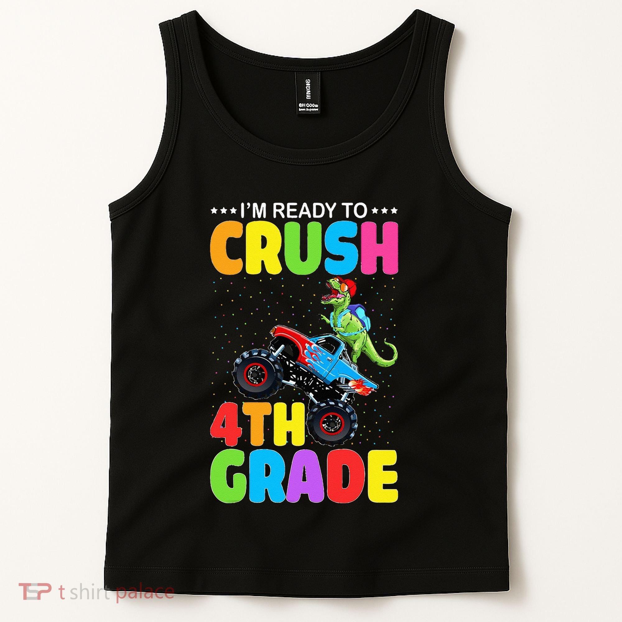 Crush 4th Grade Dinosaur Monster Truck Back to School Tank Top