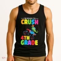 Crush 4th Grade Dinosaur Monster Truck Back to School Tank Top thumb 3