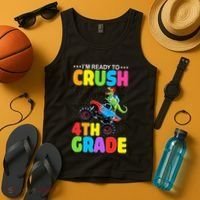 Crush 4th Grade Dinosaur Monster Truck Back to School Tank Top thumb 4