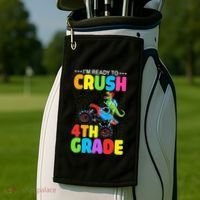 Crush 4th Grade Dinosaur Monster Truck Back to School Golf Towel thumb 2