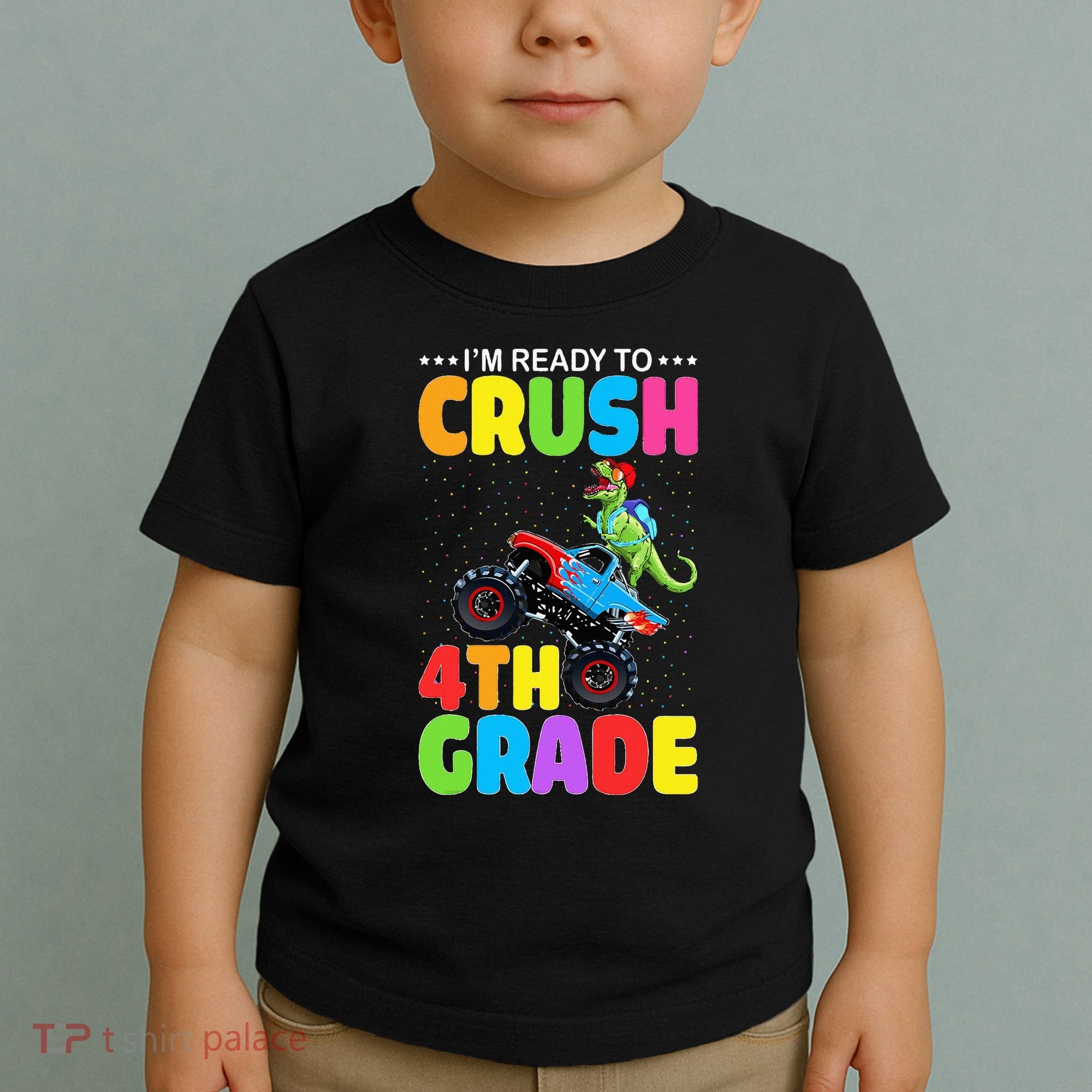 Crush 4th Grade Dinosaur Monster Truck Back to School Toddler T-Shirt