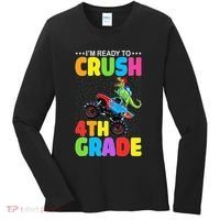 Crush 4th Grade Dinosaur Monster Truck Back to School Women's Long Sleeve Shirt thumb 0