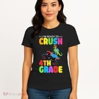 Crush 4th Grade Dinosaur Monster Truck Back to School Women's T-Shirt thumb 4