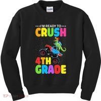 Crush 4th Grade Dinosaur Monster Truck Back to School Kids Sweatshirt thumb 0
