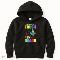 Crush 4th Grade Dinosaur Monster Truck Back to School Kids Hoodie thumb 0