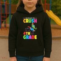 Crush 4th Grade Dinosaur Monster Truck Back to School Kids Hoodie thumb 3