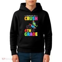 Crush 4th Grade Dinosaur Monster Truck Back to School Kids Hoodie thumb 4