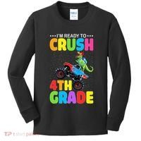 Crush 4th Grade Dinosaur Monster Truck Back to School Kids Long Sleeve Shirt thumb 0