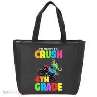 Crush 4th Grade Dinosaur Monster Truck Back to School Tote Bag thumb 0