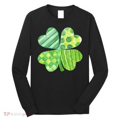 Cute 4 Leaf Clover Irish St Patricks Day Long Sleeve Shirt