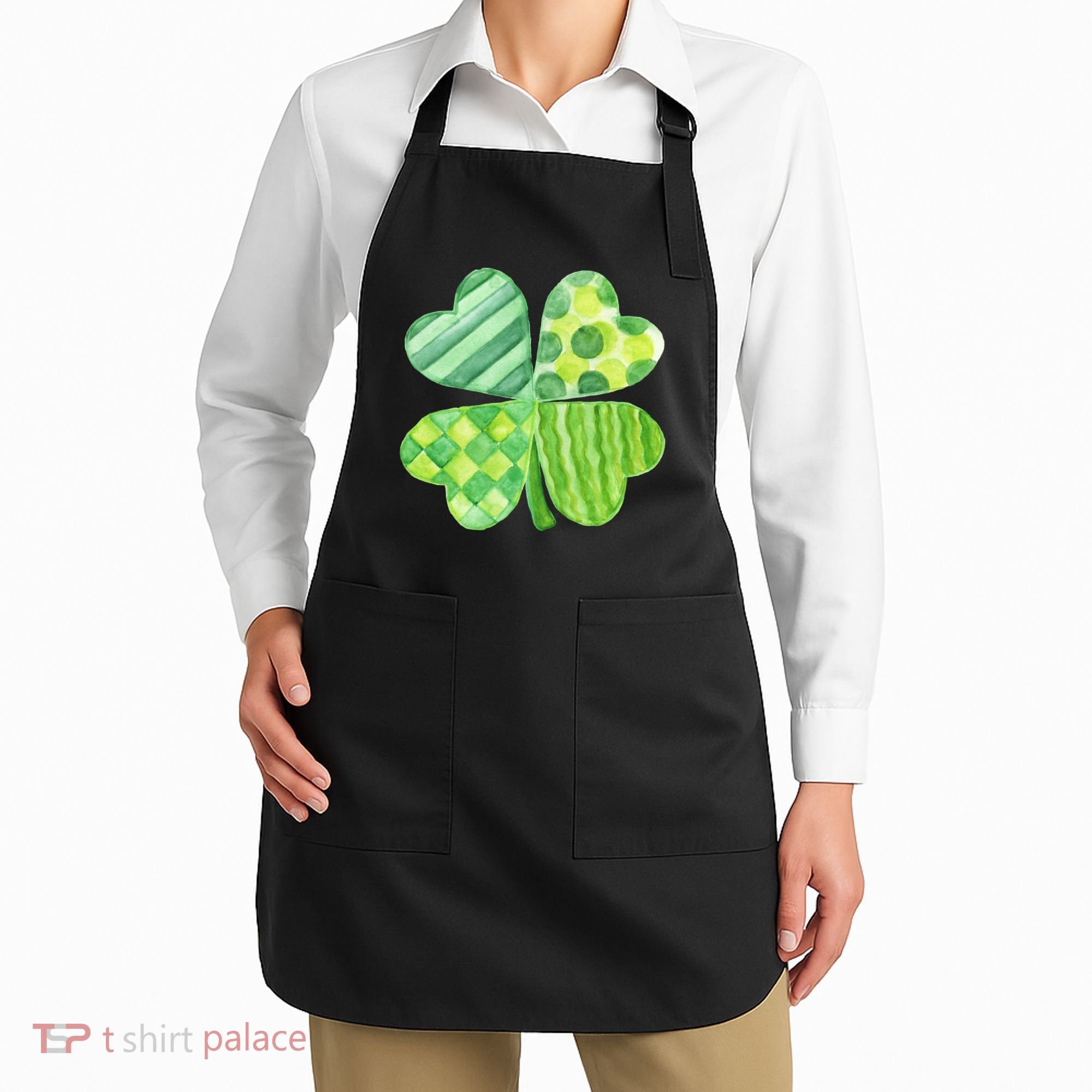 Cute 4 Leaf Clover Irish St Patricks Day Apron