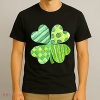 Cute 4 Leaf Clover Irish St Patricks Day T-Shirt thumb 3