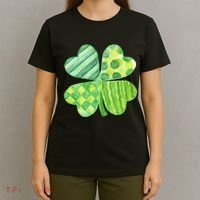 Cute 4 Leaf Clover Irish St Patricks Day T-Shirt thumb 4