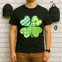 Cute 4 Leaf Clover Irish St Patricks Day T-Shirt thumb 6