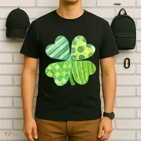 Cute 4 Leaf Clover Irish St Patricks Day T-Shirt thumb 6