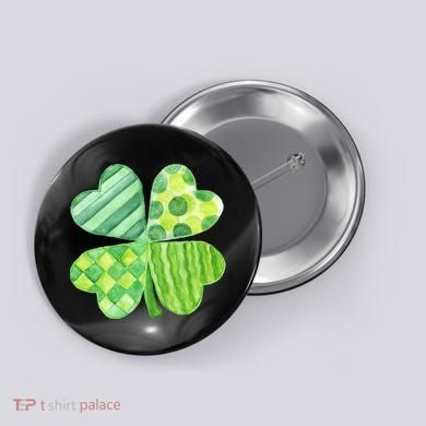 Cute 4 Leaf Clover Irish St Patricks Day Button