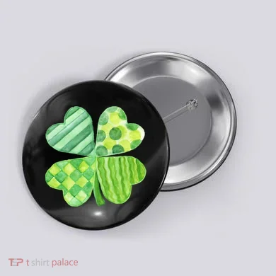 Cute 4 Leaf Clover Irish St Patricks Day Button