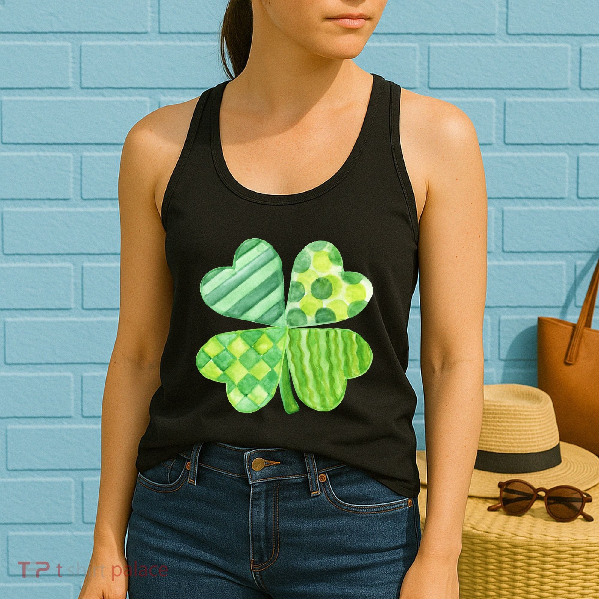 Cute 4 Leaf Clover Irish St Patricks Day Women's Tank Top