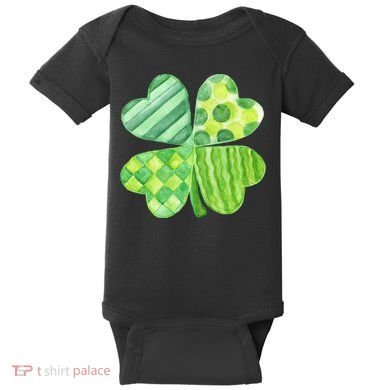 Cute 4 Leaf Clover Irish St Patricks Day Baby Bodysuit