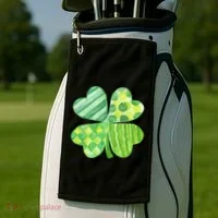 Cute 4 Leaf Clover Irish St Patricks Day Golf Towel thumb 2