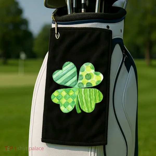 Cute 4 Leaf Clover Irish St Patricks Day Golf Towel