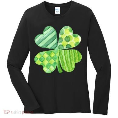 Cute 4 Leaf Clover Irish St Patricks Day Women's Long Sleeve Shirt